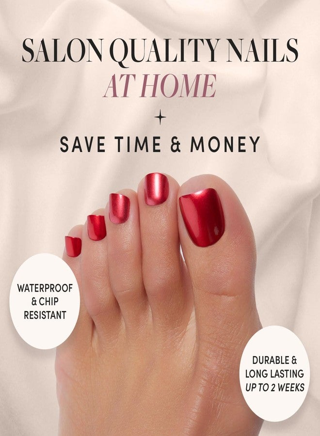 Glamnetic Press On Toenails - Cherry Glaze | Bright Red Fake Toe Nails with a Glazed Finish | 16 Sizes - 32 Toe Nail Kit with Glue - Image 2